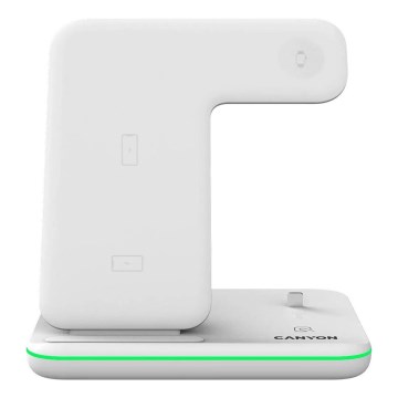 Canyon - Безжично зарядно устройство 3в1 бял