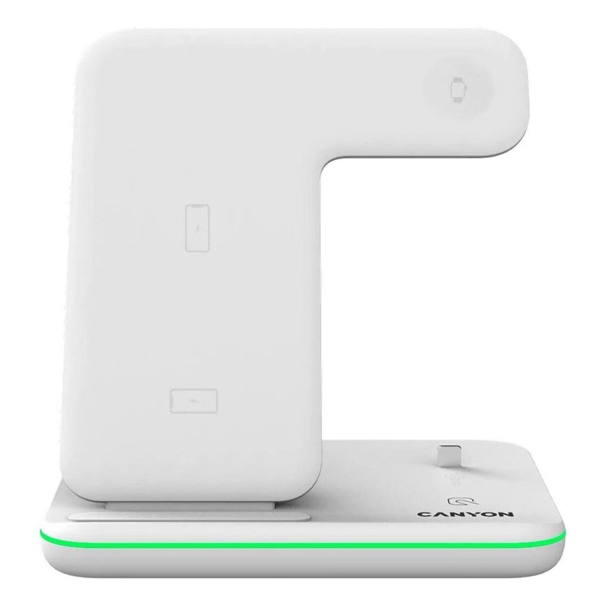 Canyon - Безжично зарядно устройство 3в1 бял
