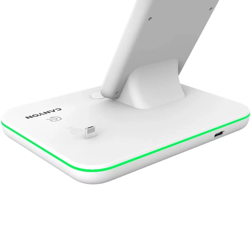 Canyon - Безжично зарядно устройство 3в1 бял