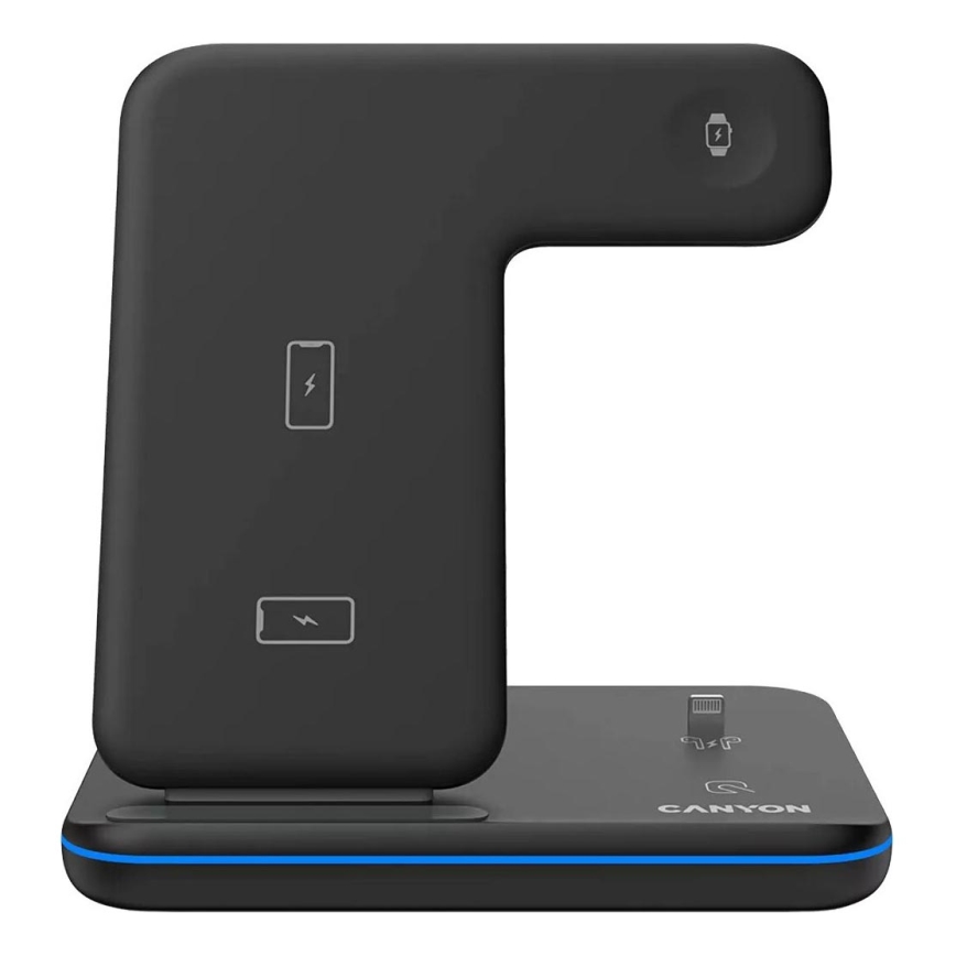 Canyon - Безжично зарядно устройство 3в1 черен