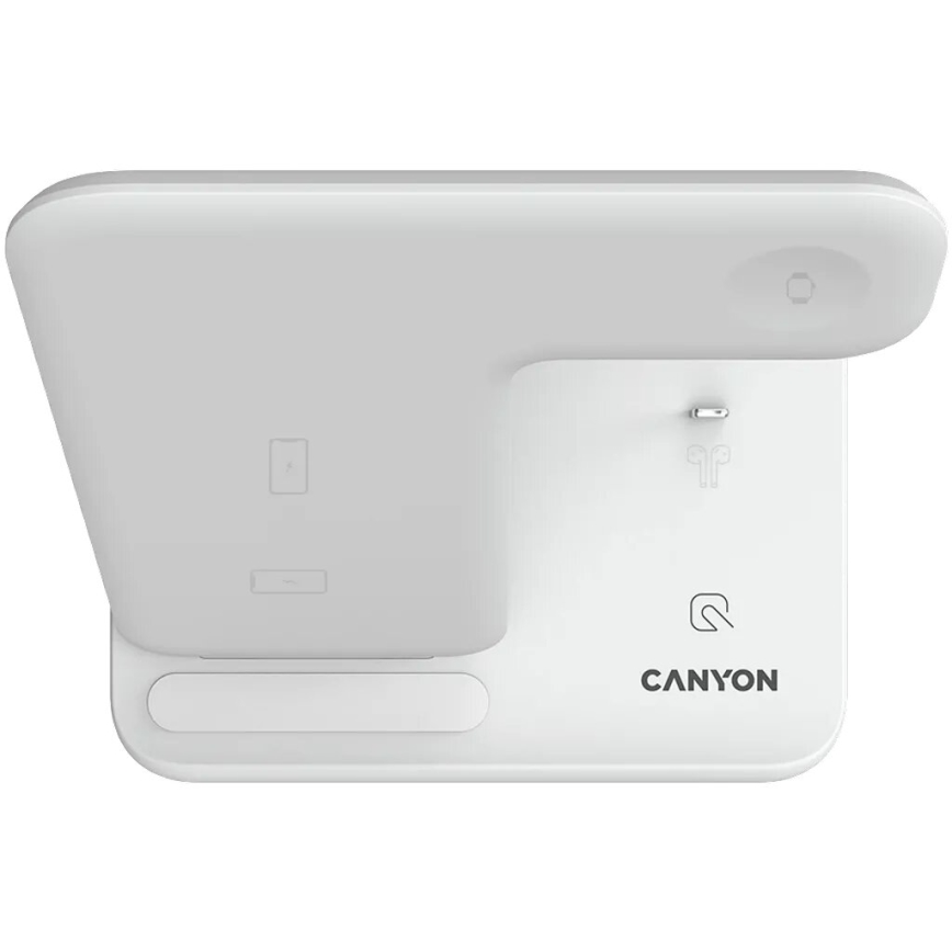 Canyon - Безжично зарядно устройство 3в1 бял