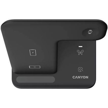 Canyon - Безжично зарядно устройство 3в1 черен