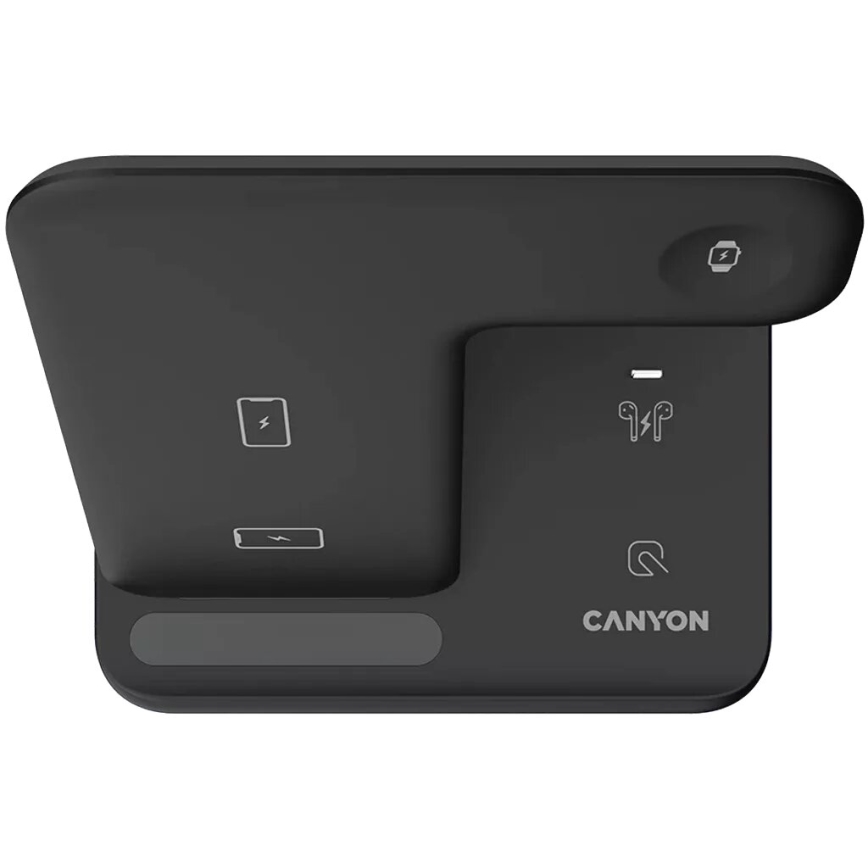 Canyon - Безжично зарядно устройство 3в1 черен