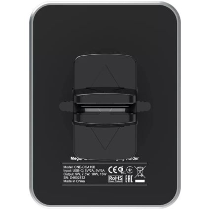 Canyon - Магнитна стойка за телефон за кола с функция за безжично зареждане Qi 5V, квадратна, черна
