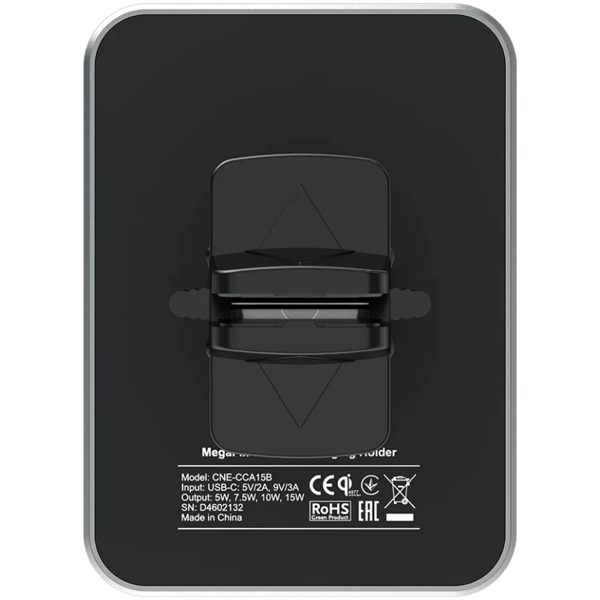 Canyon - Магнитна стойка за телефон за кола с функция за безжично зареждане Qi 5V, квадратна, черна