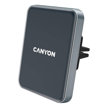 Canyon - Магнитен държач за телефон за кола с функция за безжично зареждане Qi 5V ъглов черен