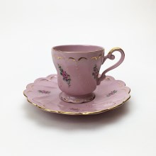 Чашка с чинийка Nero в розов цвят