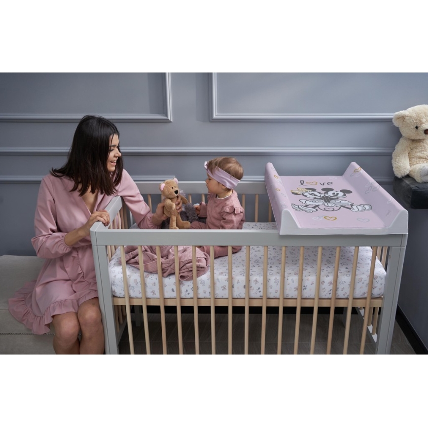 CebaBaby - Подложка за повиване с фиксирана дъска двустранна DISNEY 50x70 см розова