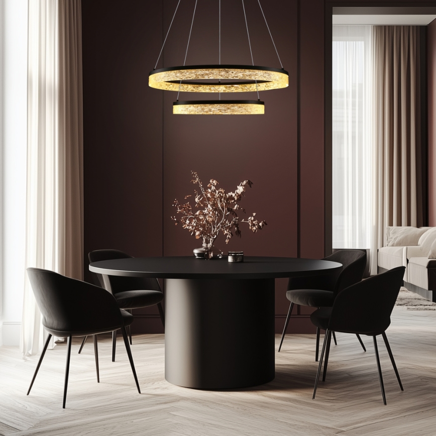 Чер Black FROZI LED/38W/230V, 60 см диоден лустър с въже