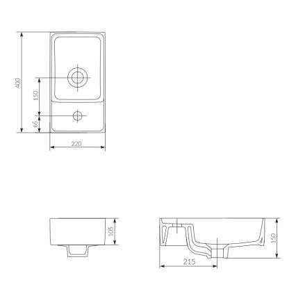 Cersanit K114-004 - Мивка за плот CREA 22x40 см керамика/бял гланц