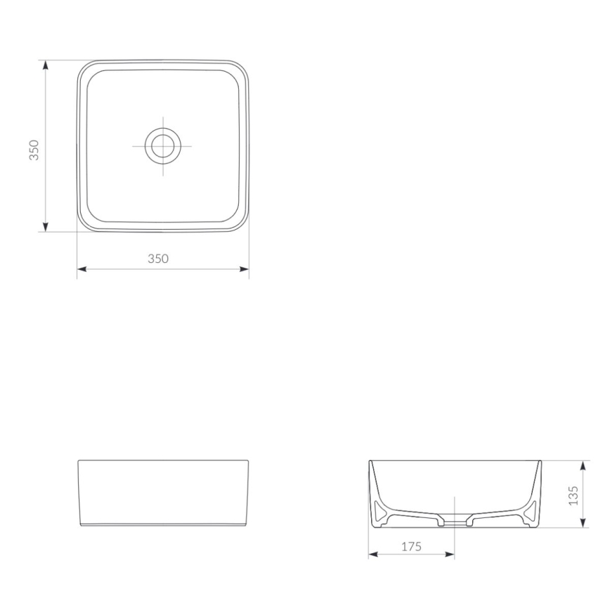 Cersanit K114-007-ECO - Мивка за плот CREA 35x35 см керамика/гланцово бяло