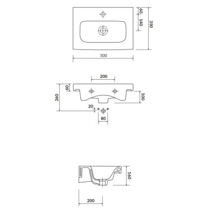 Cersanit K116-008 - Мивка за плот/за окачване MODUO SLIM 35x50 см керамика/гланцово бяло
