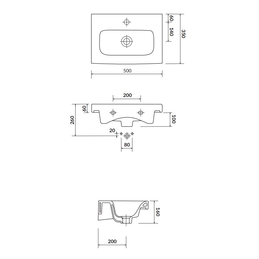 Cersanit K116-008 - Мивка за плот/за окачване MODUO SLIM 35x50 см керамика/гланцово бяло