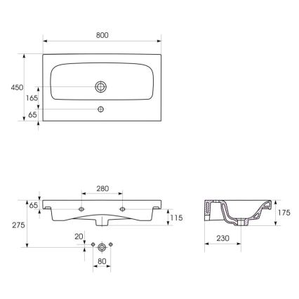 Cersanit K116-013 - мивка за плот/за окачване MODUO 45x80 cm керамика/бял гланц