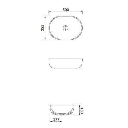 Cersanit K116-049 - Мивка за плот MODUO 35,5x50 см керамика/бял гланц