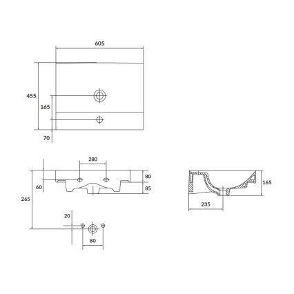 Cersanit K120-009 - Умивалник за вграждане LARGA 45,5x60,5 см керамика/бял гланц
