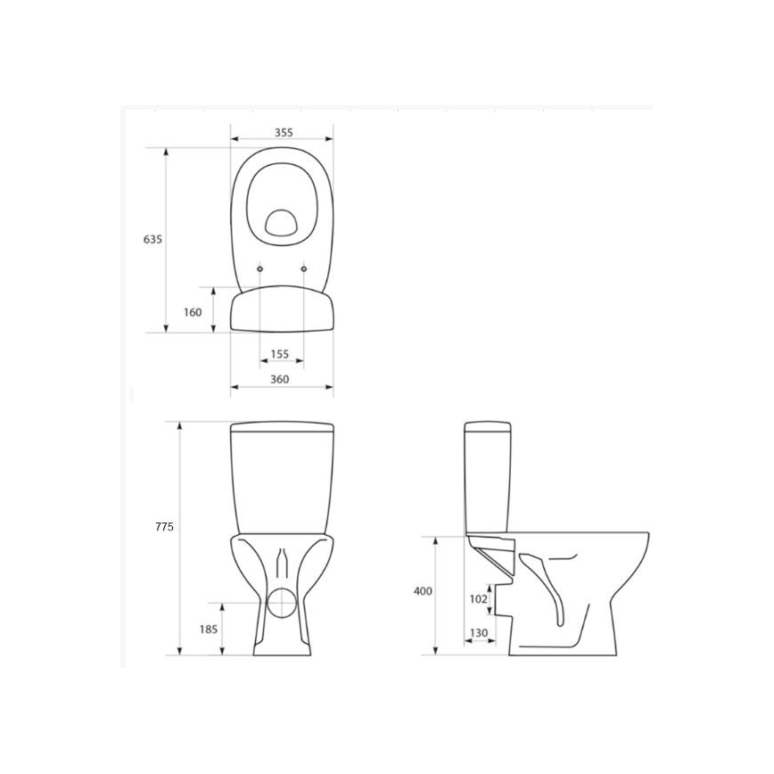 Cersanit K667-052 - Стояща тоалетна с тоалетна седалка ARTECO керамика/бял