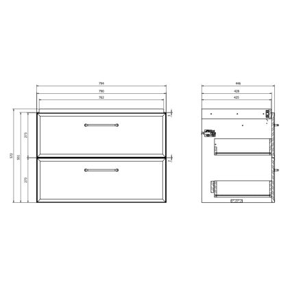 Cersanit S1017-003 - Стенен шкаф за баня под умивалник MILLE 80x45 см черен
