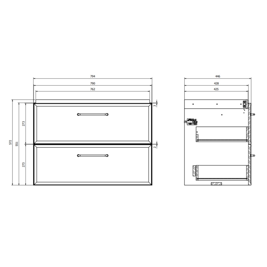 Cersanit S1017-004 - Подвесен шкаф под мивка MILLE 80x45 см, цвят мента