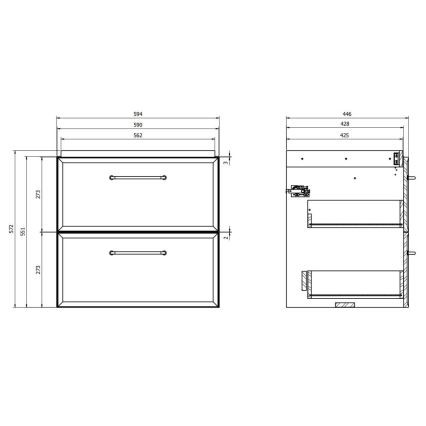 Cersanit S1021-002 - Окачен шкаф под мивка за баня MILLE 60x45 см черен