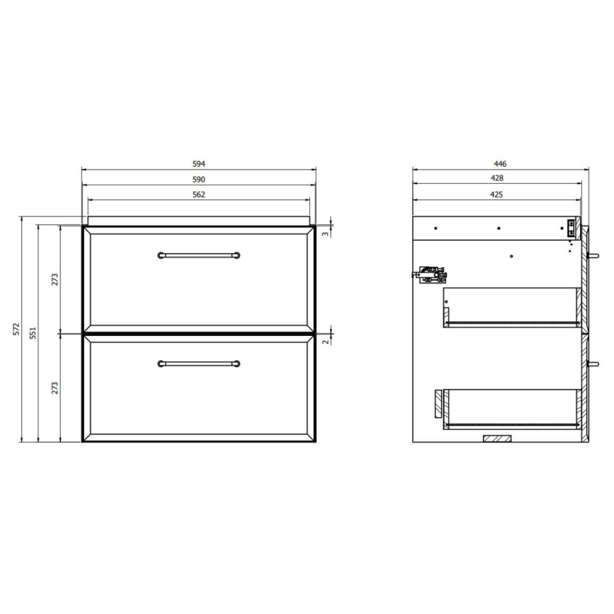Cersanit S1021-003 - Стенно окачен шкаф за баня под умивалник MILLE 60x45 см в цвят мента