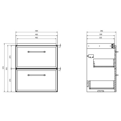 Cersanit S1021-007 - Окачен шкаф за баня под мивка MILLE SLIM 50x35 cm в цвят мента