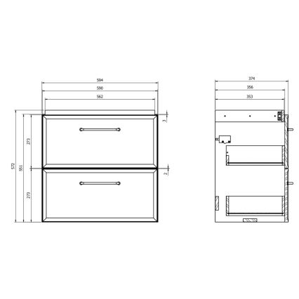 Cersanit S1021-009 - Стенен шкаф за баня под мивка MILLE SLIM 60x38 см в цвят мента