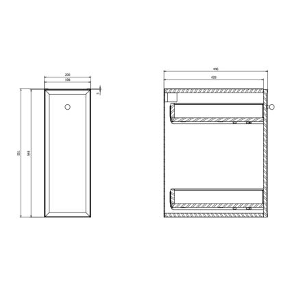 Cersanit S1022-008 - Висящ шкаф за баня MILLE 20x45 см, в цвят мента