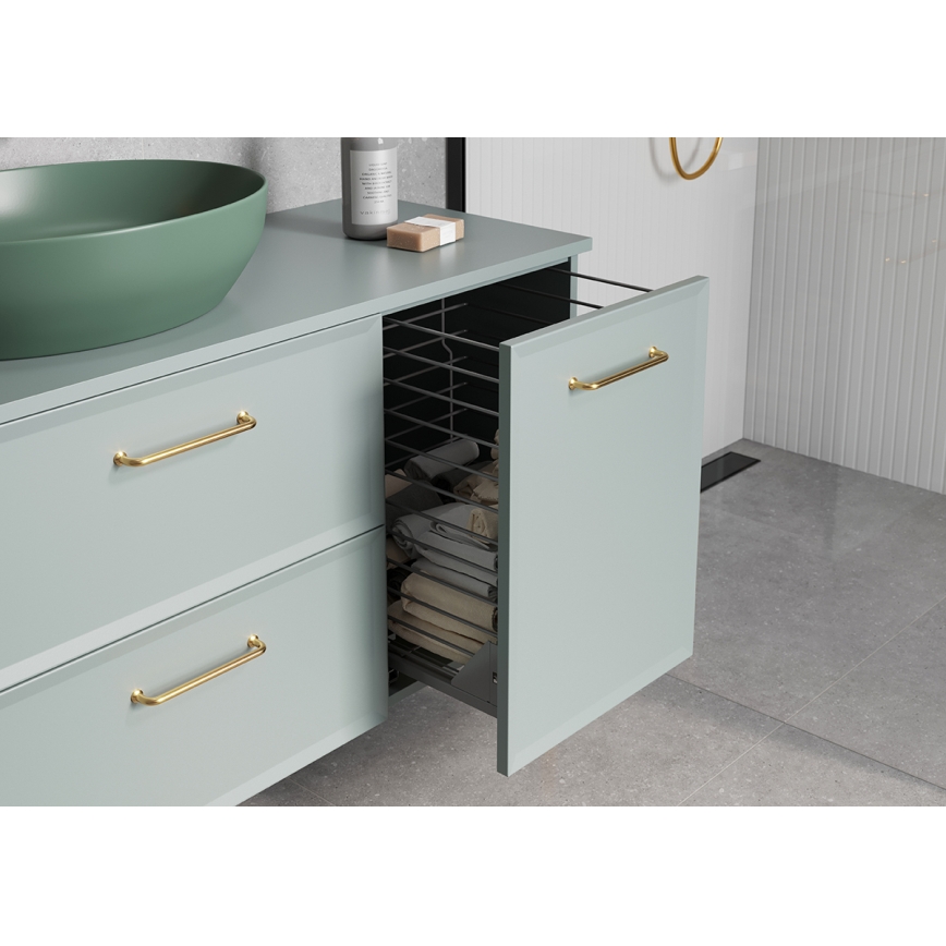 Cersanit S1022-010 - Стенно шкафче за баня с кош за пране MILLE 40x55x45 см в цвят мента