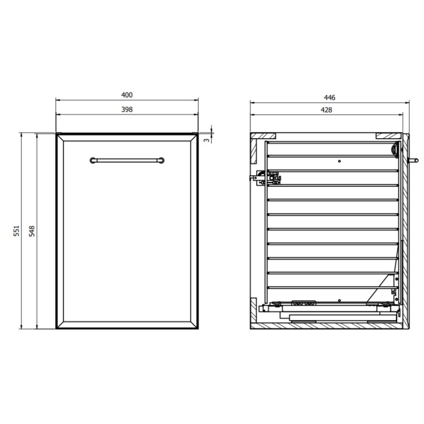 Cersanit S1022-010 - Стенно шкафче за баня с кош за пране MILLE 40x55x45 см в цвят мента