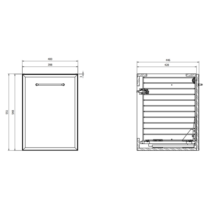 Cersanit S1022-012 - Висящ шкаф за баня с кош за пране MILLE 40x45 см, черен