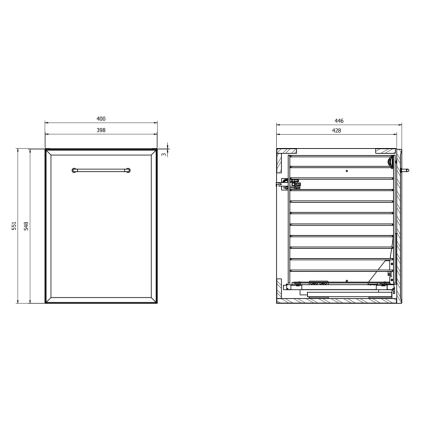 Cersanit S1022-012 - Стенен шкаф за баня MILLE 40x55x45 см с кош за пране, черен