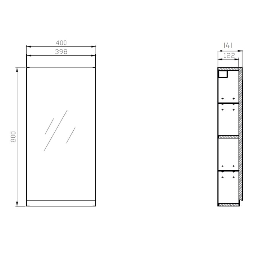 Cersanit S590-030 - Огледален шкаф за баня MEDDIE 80x40 см