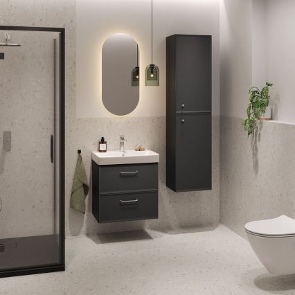 Cersanit S590-100 - Висящ шкаф за баня под мивка MILLE SLIM 60x38 см черен