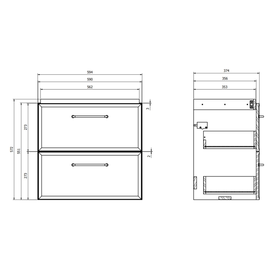 Cersanit S590-100 - Висящ шкаф за баня под мивка MILLE SLIM 60x38 см черен
