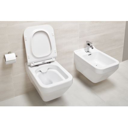 Cersanit S701-213-ECO - Подвесна тоалетна чиния с тоалетно седало CREA, керамика/бяла