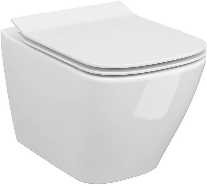 Cersanit S701-405 - Висяща тоалетна с капак CITY SQUARE керамика/бял