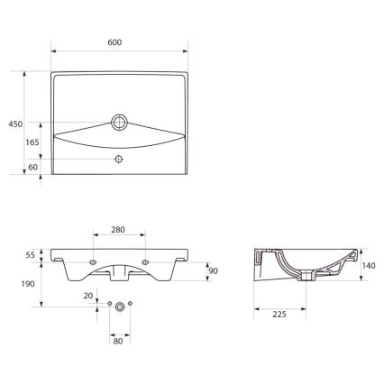 Cersanit S801-142-DSM - Стенен шкаф за баня с мивка LARA CITY 60x45 см, бял