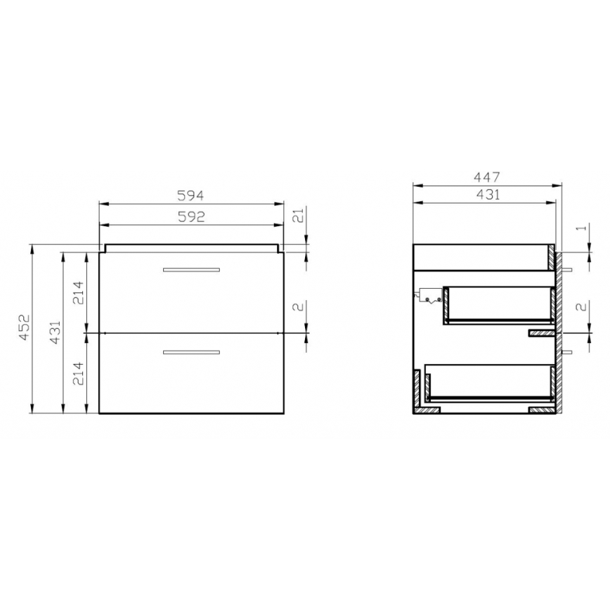 Cersanit S801-142-DSM - Стенен шкаф за баня с мивка LARA CITY 60x45 см, бял