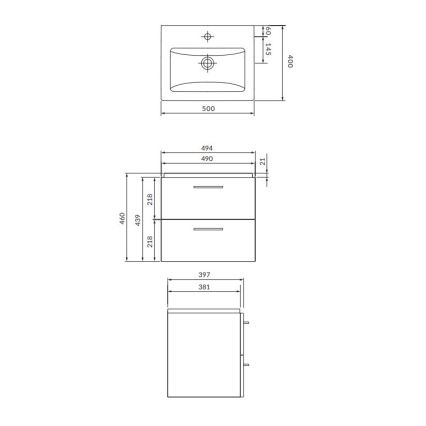 Cersanit S801-146-DSM - Висящ шкаф за баня с мивка ELIS 46x50 см бял