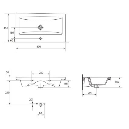 Cersanit S801-149-DSM - Висящ шкаф за баня с мивка ELODY 46x80 см бял