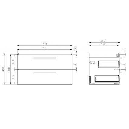 Cersanit S801-149-DSM - Висящ шкаф за баня с мивка ELODY 46x80 см бял