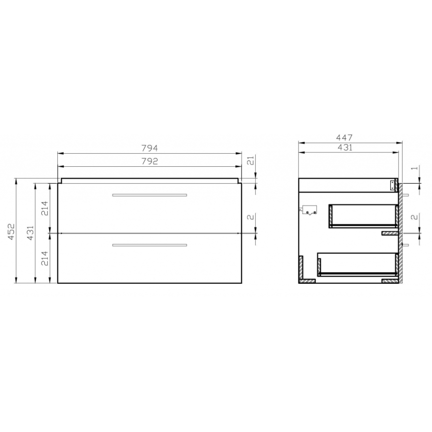 Cersanit S801-149-DSM - Висящ шкаф за баня с мивка ELODY 46x80 см бял