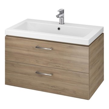 Cersanit S801-154-DSM - Стенно шкафче за баня с мивка LARA 80x46x45 см орех