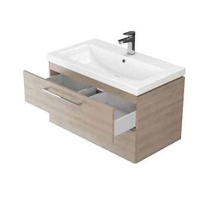 Cersanit S801-154-DSM - Висящ шкаф за баня с мивка ELODY 46x80 см, орех