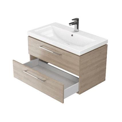 Cersanit S801-154-DSM - Висящ шкаф за баня с мивка ELODY 46x80 см, орех