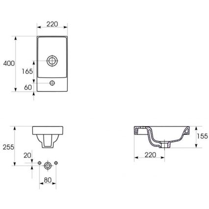 Cersanit S801-218-DSM - Висящ шкаф за баня с мивка MODUO SLIM 40 см бял гланц