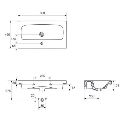 Cersanit S801-221-DSM - Висящ шкаф за баня с мивка MEDDIE 62x80 см, бял гланц