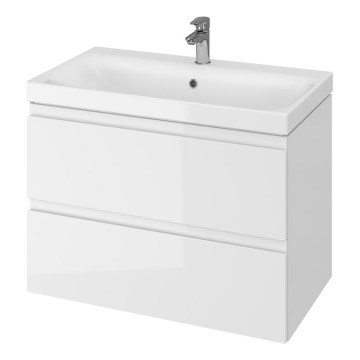 Cersanit S801-221-DSM - Висящ шкаф за баня с мивка MEDDIE 62x80 см, бял гланц