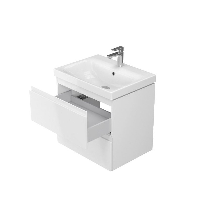 Cersanit S801-223-DSM - Висящ шкаф за баня с мивка MODUO 60x57x45 см, бял гланц